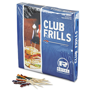 4" Club Frills Assorted Wood Picks